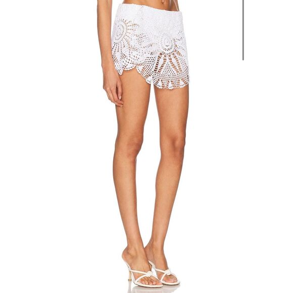 ELIOU Doily Crocheted Mini Skirt in White One Size - Picture 2 of 9